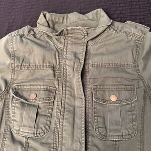 Kensie Jeans Women’s Zip-Up Utility Military Jacket Size XS Army Pockets Womens